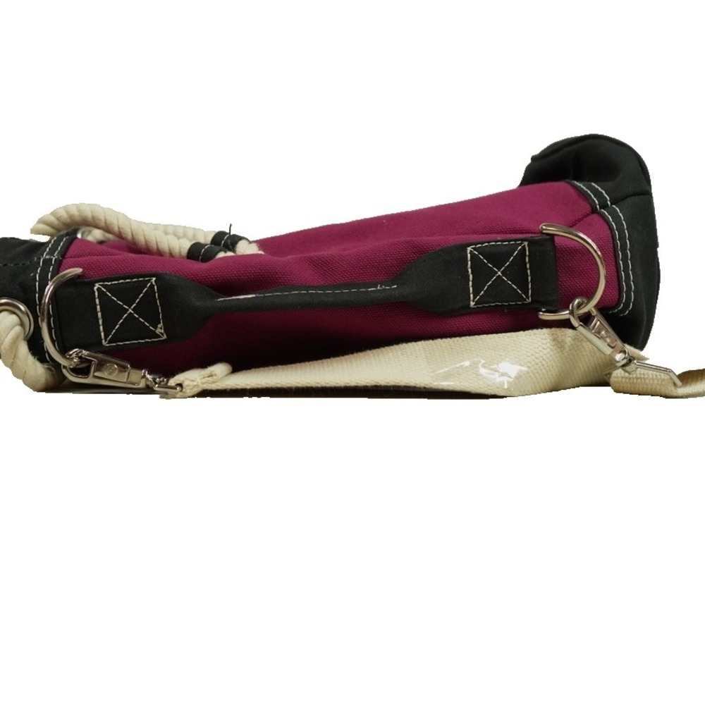 VTG LL Bean Boat Tote Barrel Bucket Bag Magenta Canvas Nautical Rope Made USA - Picture 2 of 12